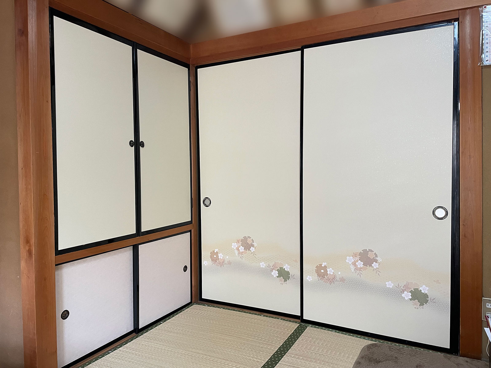 安城市　Y.Y.様邸　前のふすまをやってもらった所は、すごくざつで同じ安城でと思いたのみました。|安城市の襖・障子・網戸・畳の張替え　手張り表具職人の店 和紙屋（かずしや）安城北店